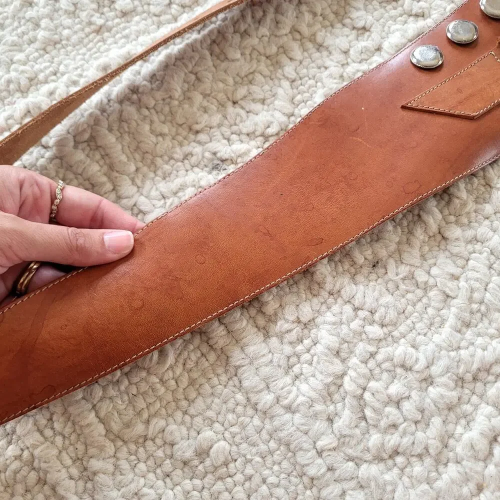 Assymetrical Statement Belt Brown Leather Sz M - Picture 4 of 9